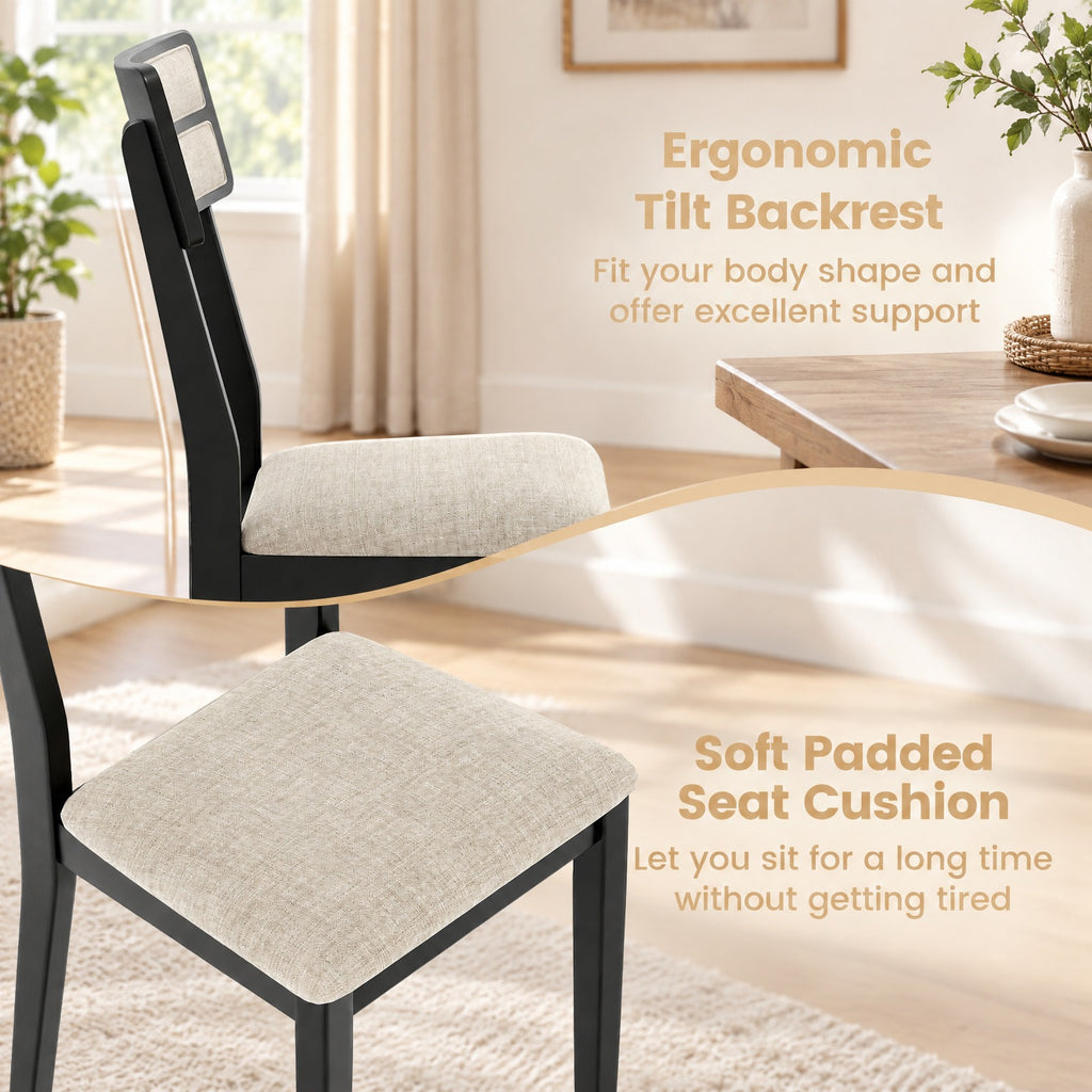 Airfind Modern Dining Chairs Set of 2 with Tilt Backrest for Dining Room, 400 lbs Capacity, Fabric Rubber Wood Frame, 18in x 20in x 35in Footprint