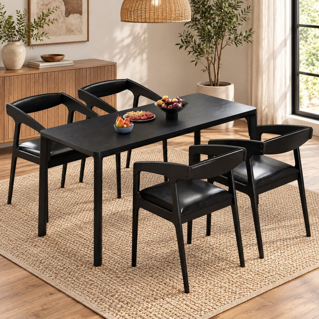 Airfind Upholstered Armchairs Set of 2 with Cozy Backrest and Padded Seat Cushion, 265 Lbs Capacity, Rubber Wood PU Leather Sponge, Black