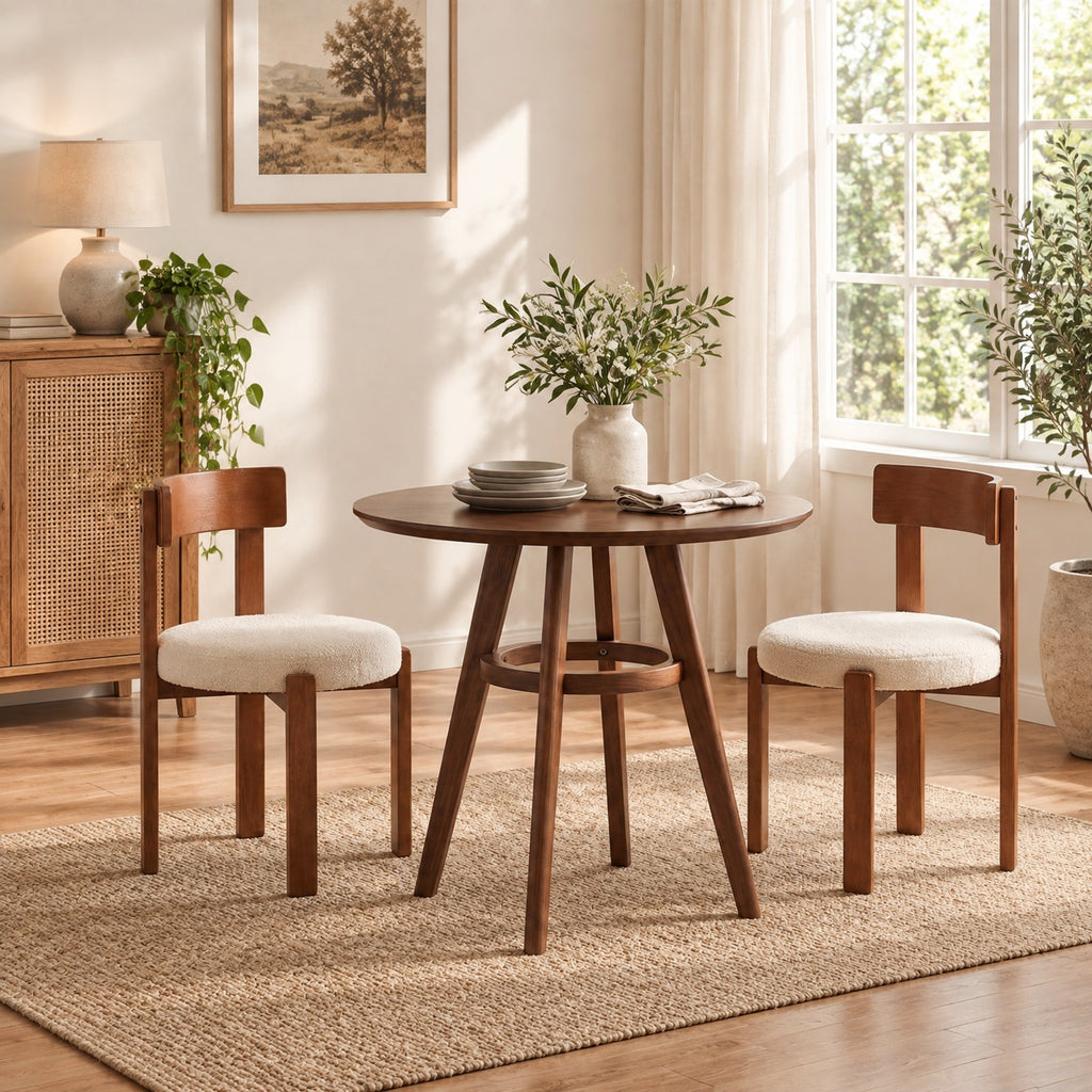 Airfind Modern Dining Chairs Set of 2 with Solid Rubber Wood Legs, 415 lbs Capacity, Rubber Wood Plywood Teddy Fleece Sponge Frame, Brown