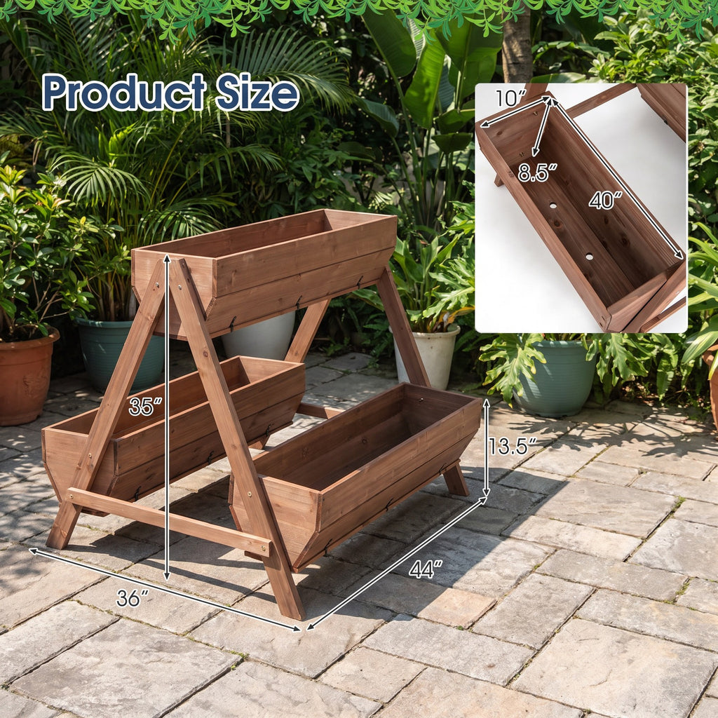 Airfind Vertical Raised Garden bed with 3 Wooden Planter Boxes, Fir Wood Frame, 26 x 29 x 29 (L x W x H) Interior Footprint, Brown
