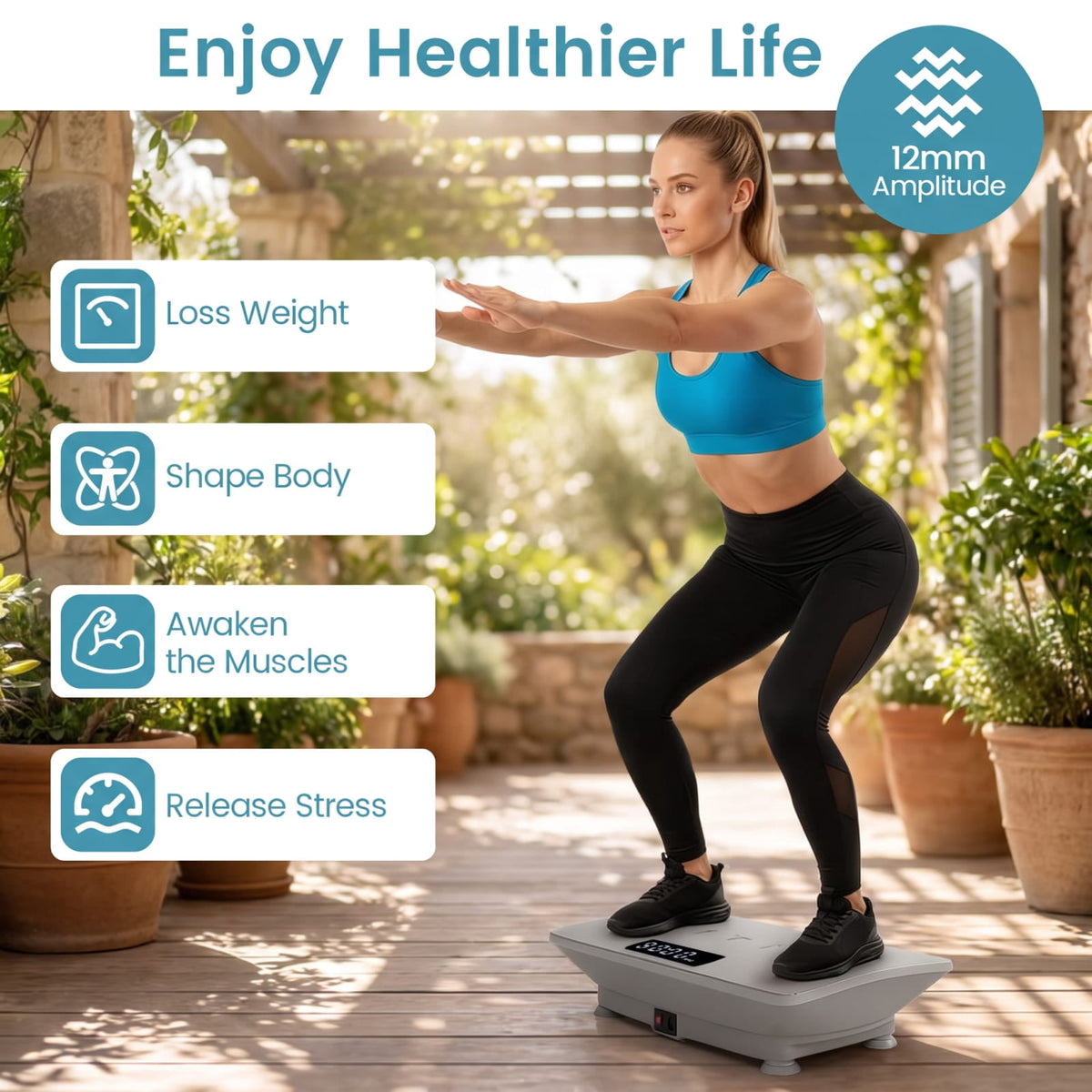 Airfind Vibration Plate Exercise Machine with Gravity Sensor and 10 Speed Levels for Whole Body Home Workout and Weight Loss, Gray