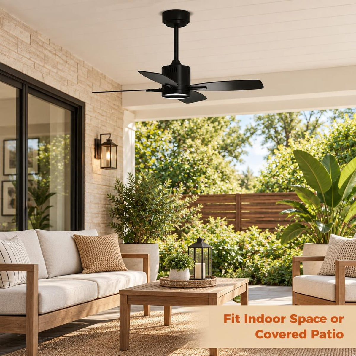 Airfind 42inch Ceiling Fan with Light and Remote 3CCT LED with Memory 4H Timer 6 Speeds, Metal Plywood PC Frame, Black