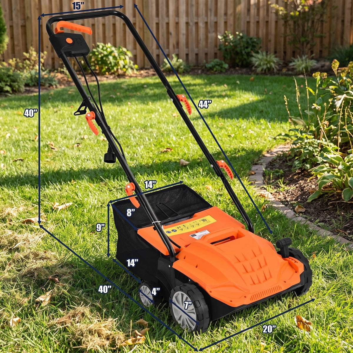 Airfind 13 Inch 12 Amp Electric Scarifier with Collection Bag and Removable Blades, PP steel Frame, Orange
