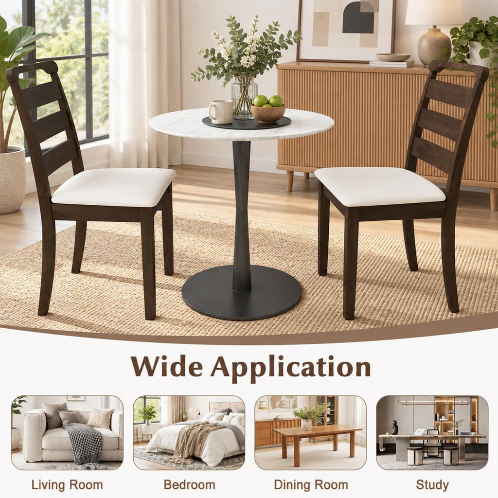 Airfind Polyester Upholstered Wooden Dining Chair Set of 2, Chair 400 lbs Capacity, Rubber Wood MDF Sponge Polyester Fabric Frame, Walnut