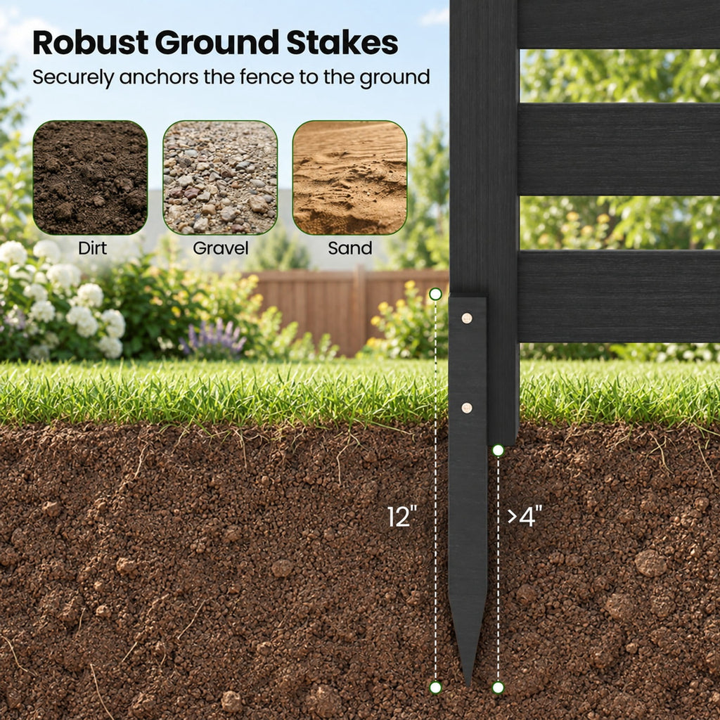 Airfind 2-Panel Wooden Outdoor Privacy Fence with Ground Stakes, Fir Wood Frame, Black, Product Dimensions of Each Screen 38.5 Inch