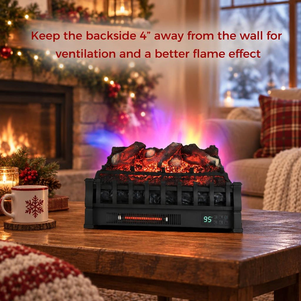 Airfind Infrared Quartz Electric Fireplace with Adjustable 3D Flame Colors and Overheat Protection, Metal ABS Resin Frame, Black