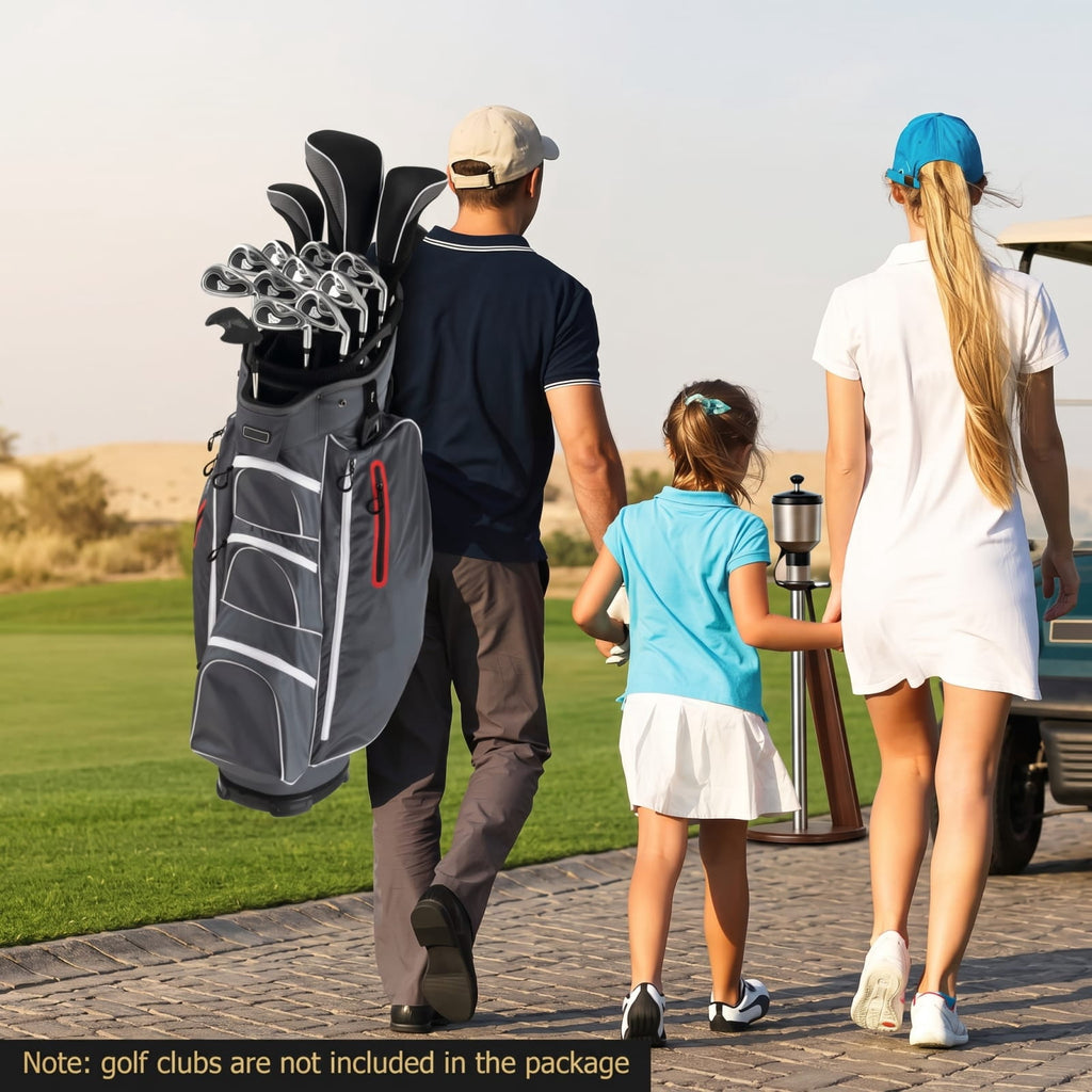Airfind 9.5 Inch Lightweight Golf Cart Bag with 15 Way Top Dividers and 7 Zippegary Pockets and Cooler Bag and Rain Hood, Gray