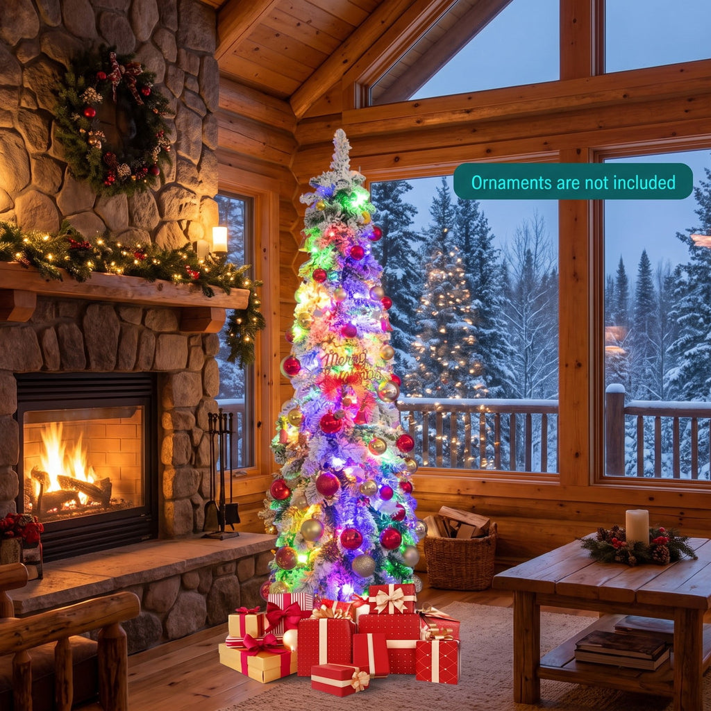 Airfind 4 Feet Pre-Lit Artificial Christmas Tree Snow, PVC Frame, Tree Height 4 ft, Tree Width 1.5 ft, Diameter of Stand 10 x 10