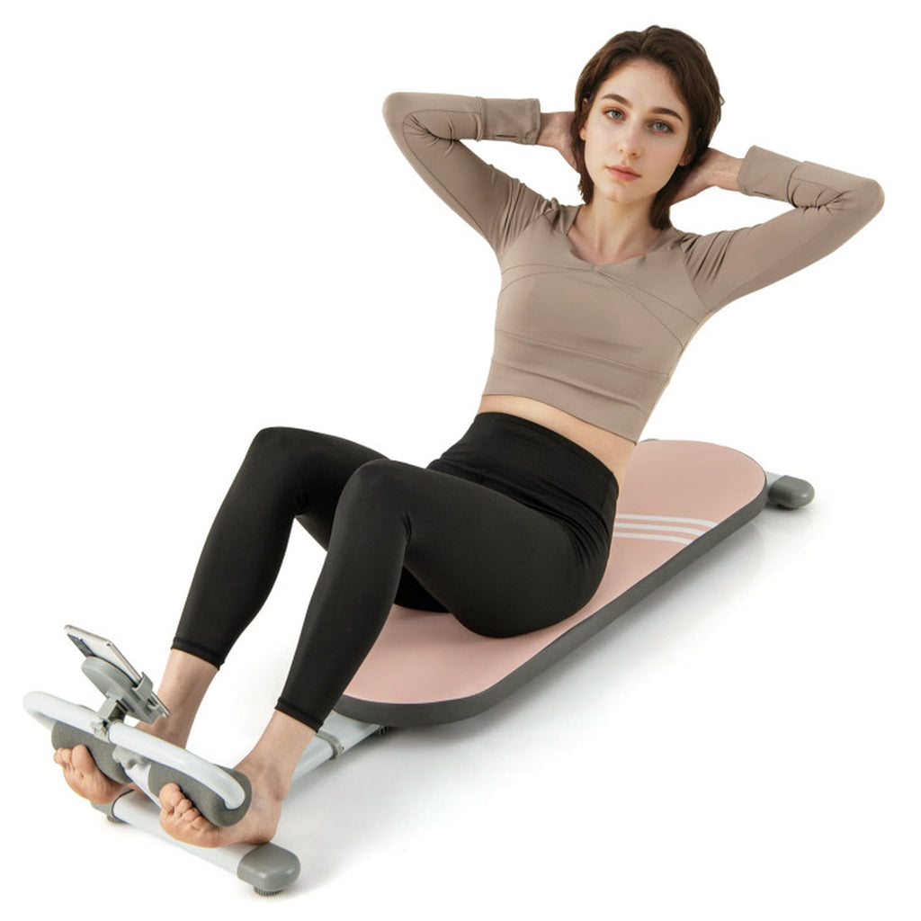 Airfind Adjustable FID Weight Bench with Preacher Curl Pad and Leg Hold Down for Incline Decline Foldable Home Gym Workout Bench, Pink