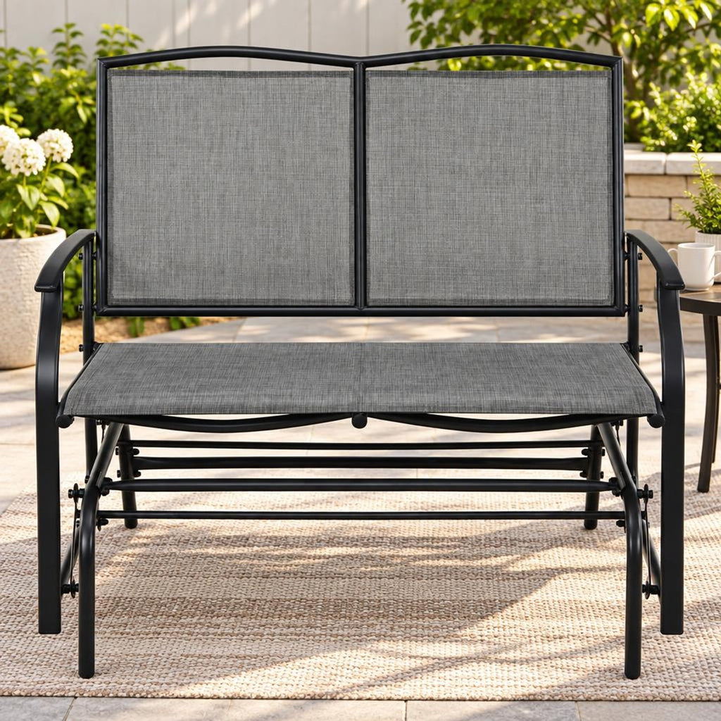 Airfind Iron Patio Rocking Chair for Outdoor Backyard and Lawn, 396 lbs Capacity, Steel and textilene Frame, 41.3 x 28.1 x 36.6 Footprint, Gray