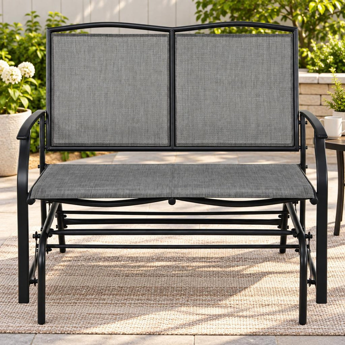 Airfind Iron Patio Rocking Chair for Outdoor Backyard and Lawn, 396 lbs Capacity, Steel and textilene Frame, 41.3 x 28.1 x 36.6 Footprint, Gray