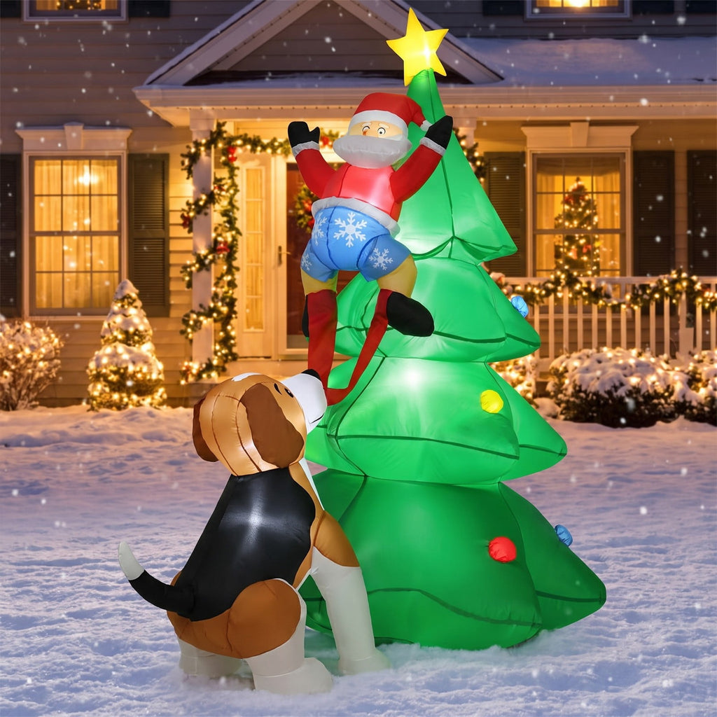 Airfind 6.5 Feet Outdoor Inflatable Christmas Tree Santa Decor with LED Lights, Polyester fabric Frame, Show in the picture