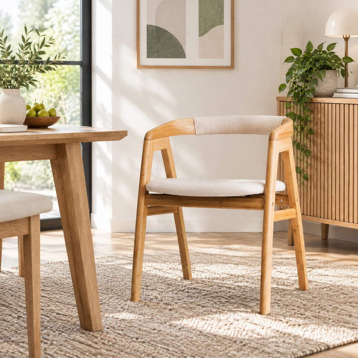 Airfind Leisure Bamboo Dining Chair with Curved Back and Anti-slip Foot Pads, 286 lbs Capacity, Bamboo Frame, 22.5 x 21.5 x29 Footprint, Natural
