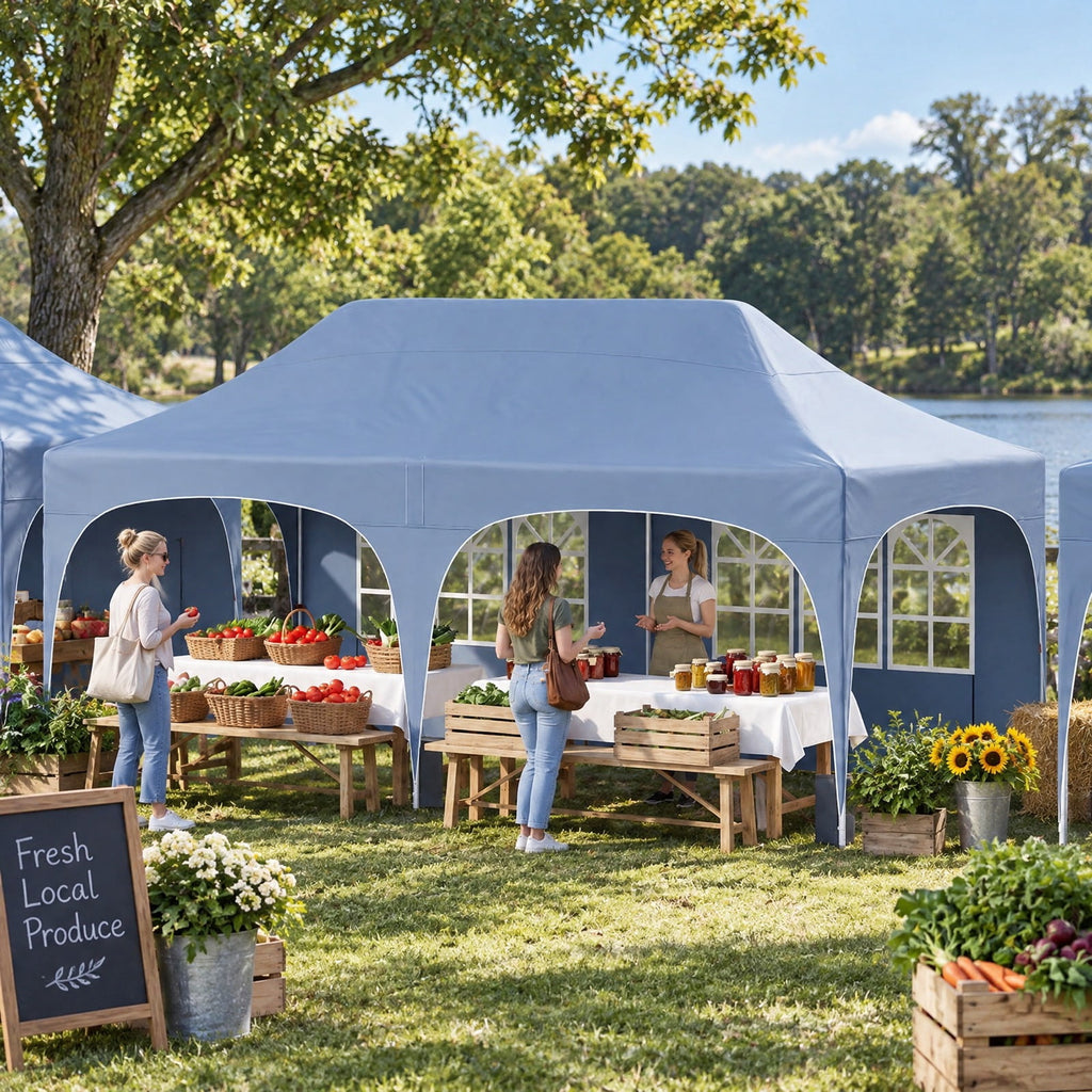 Airfind Pop Up Canopy Tent with 6 Removable Sidewalls for Patio, Metal Frame, 10 x 20 x 10.4 Footprint, Gray