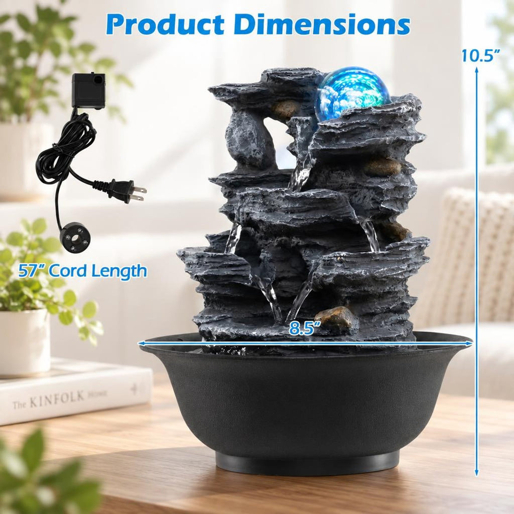 Airfind Tabletop Water Fountain with Rolling Crystal Ball and Color-Changing LED Light-B, PP Resin Fiberglass Style A Frame, 8.5 x 10.5 Footprint