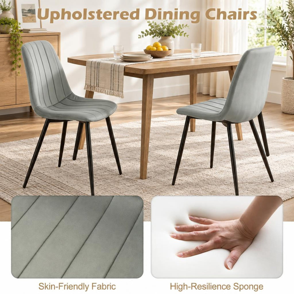 Airfind Upholstered Fabric Dining Chairs Set of 4 with Sturdy Metal Legs and Curved Backrest, 330 lbs Capacity, Fabric Frame, Grey