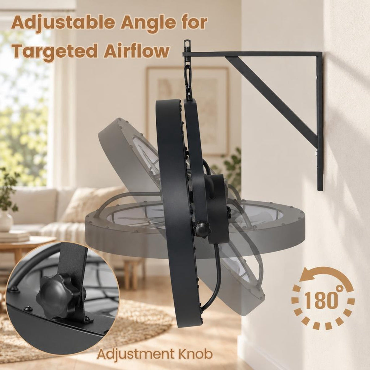 Airfind 20 Wall Mounted Fan with 3CCT Dimmable LED Light and Timer, ABS Frame, 20 x 5.5 Footprint, Black