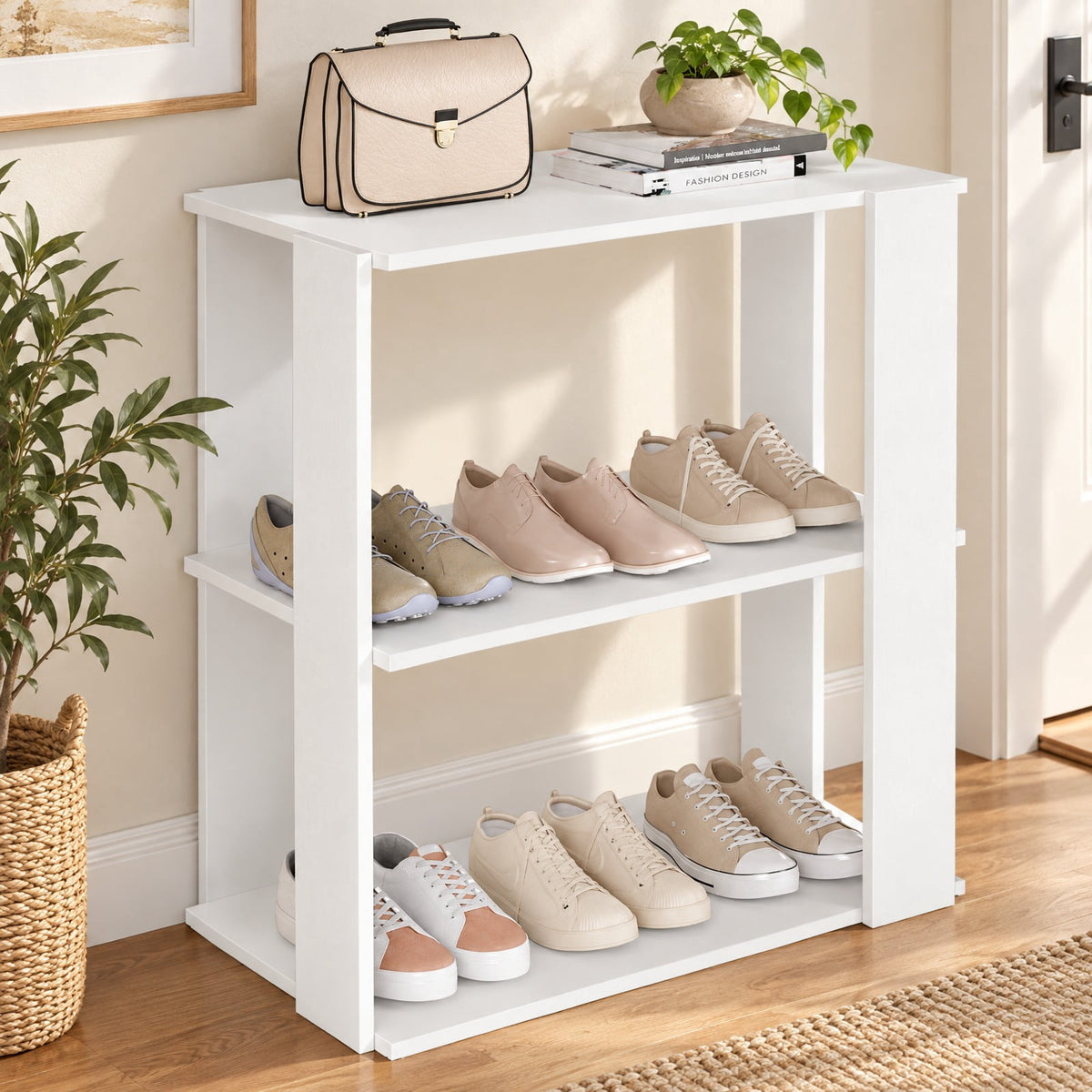 Airfind 3, Tier Shoe Rack Modern Shoe Organizer with Stackable Design, White, Add more units to create a customized storage solution that grows
