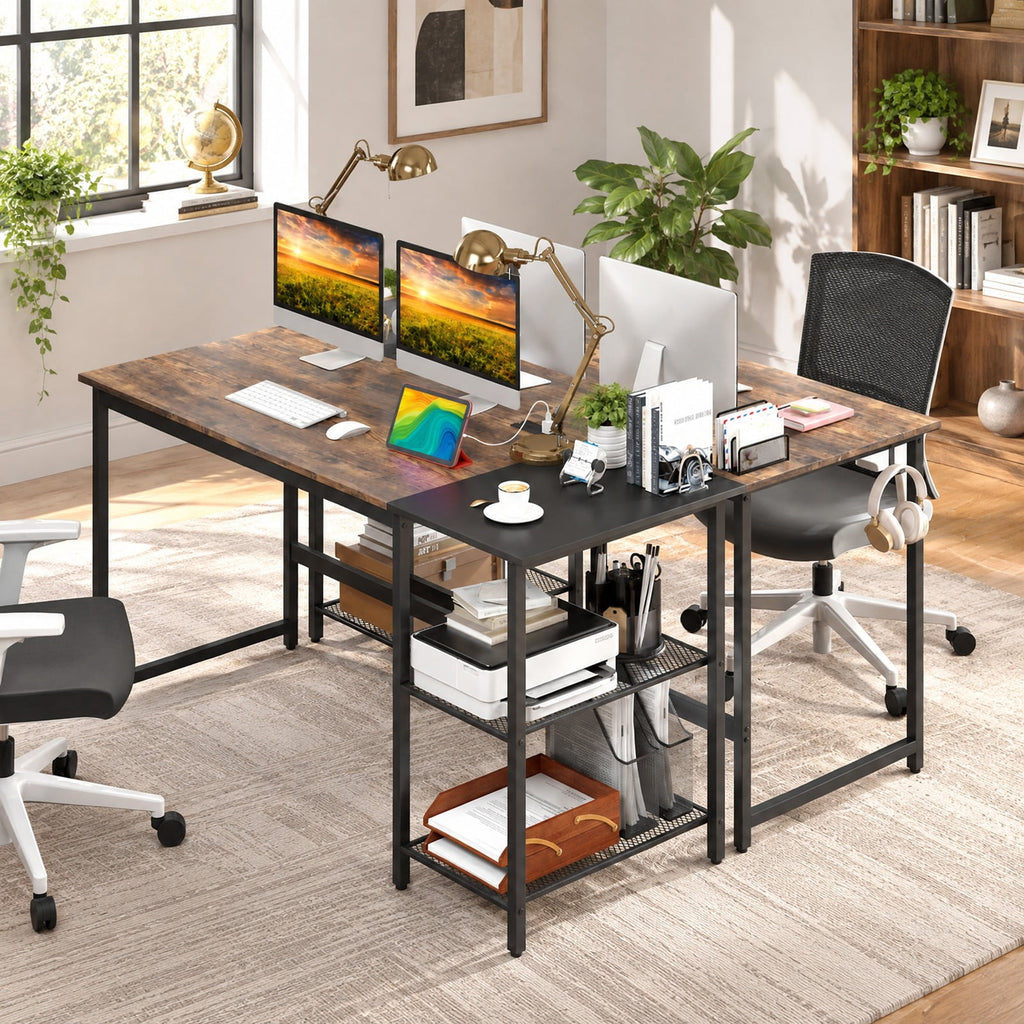 Airfind 59 Inch Home Office Computer Desk with Removable Storage Shelves, 275 lbs Capacity, Metal Engineered Wood Frame, 59 x 24 x 30 Footprint