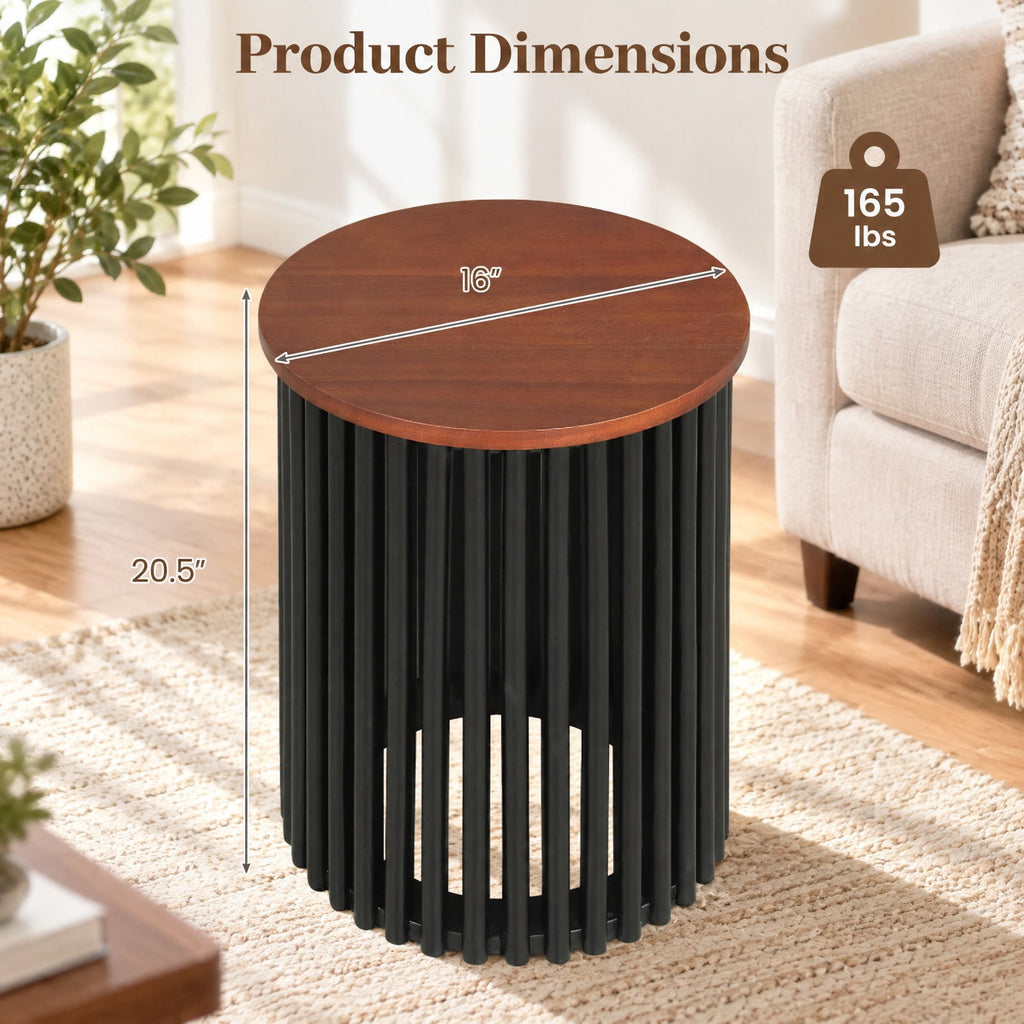 Airfind 1 Piece Elegant Wooden Round Coffee Table for Living Room and Home Office, 165 lbs Capacity, Acacia Wood Frame, 16 x 20.5 Footprint