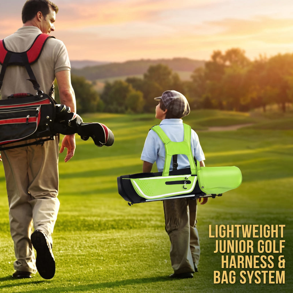 Airfind Junior Complete Golf Club Set Right Hand with Stand Bag Rain Hood and 4 Clubs for Kids Ages 5 to 7 Beginners, Green
