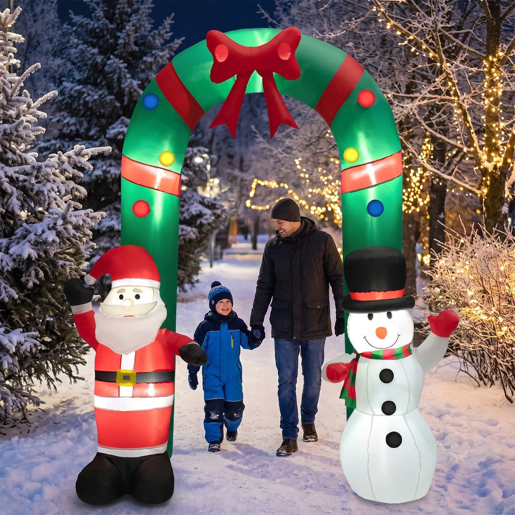 Airfind 8 Feet Christmas Inflatable Archway with Santa Claus and Snowman, Polyester fabric Frame, 6.7ft x 2.7ft x 8ft Footprint