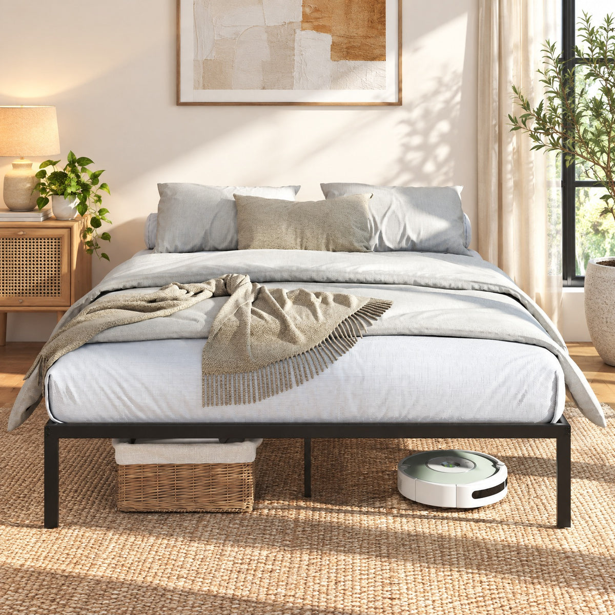 Airfind Full/Queen/King Size Metal Bed Frame Heavy Duty Support Slats Mattress Foundation, 660 lbs Capacity, Metal Full Frame, Black