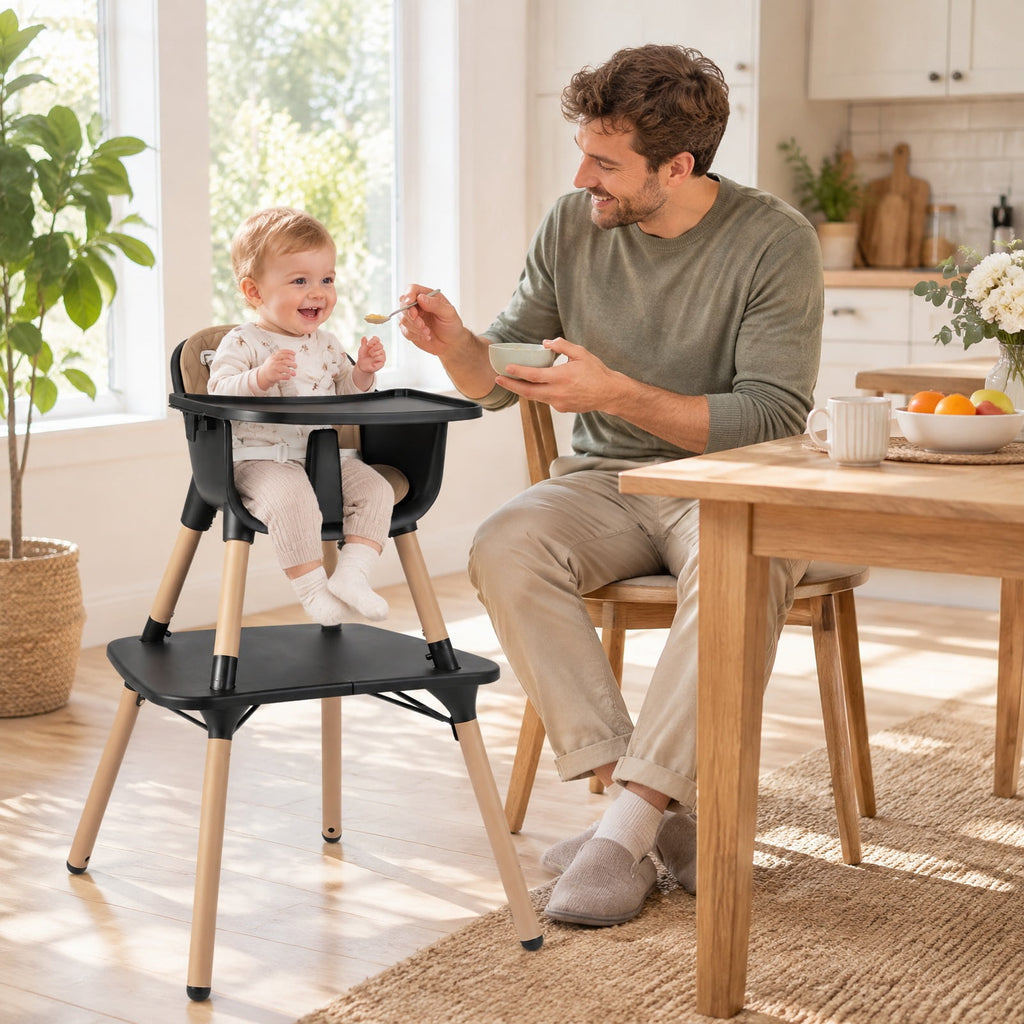 Airfind 4-in-1 Youth Convertible Youth Table Chair Set featuring PU Cushion, 33 lbs Capacity, PU PP Metal Frame, for 6-36 Months, Brown