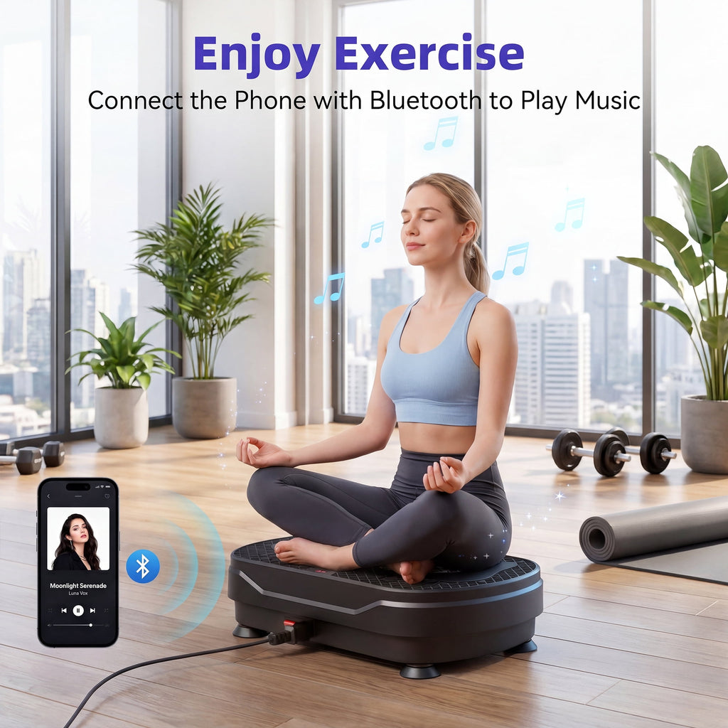 Airfind Vibration Plate Exercise Machine for Lymphatic Drainage,Bluetooth Speaker Weight Loss Whole Body Workout,with 2 Loops and 5 Resistance for Home Exercise Gym,450lb Capacity
