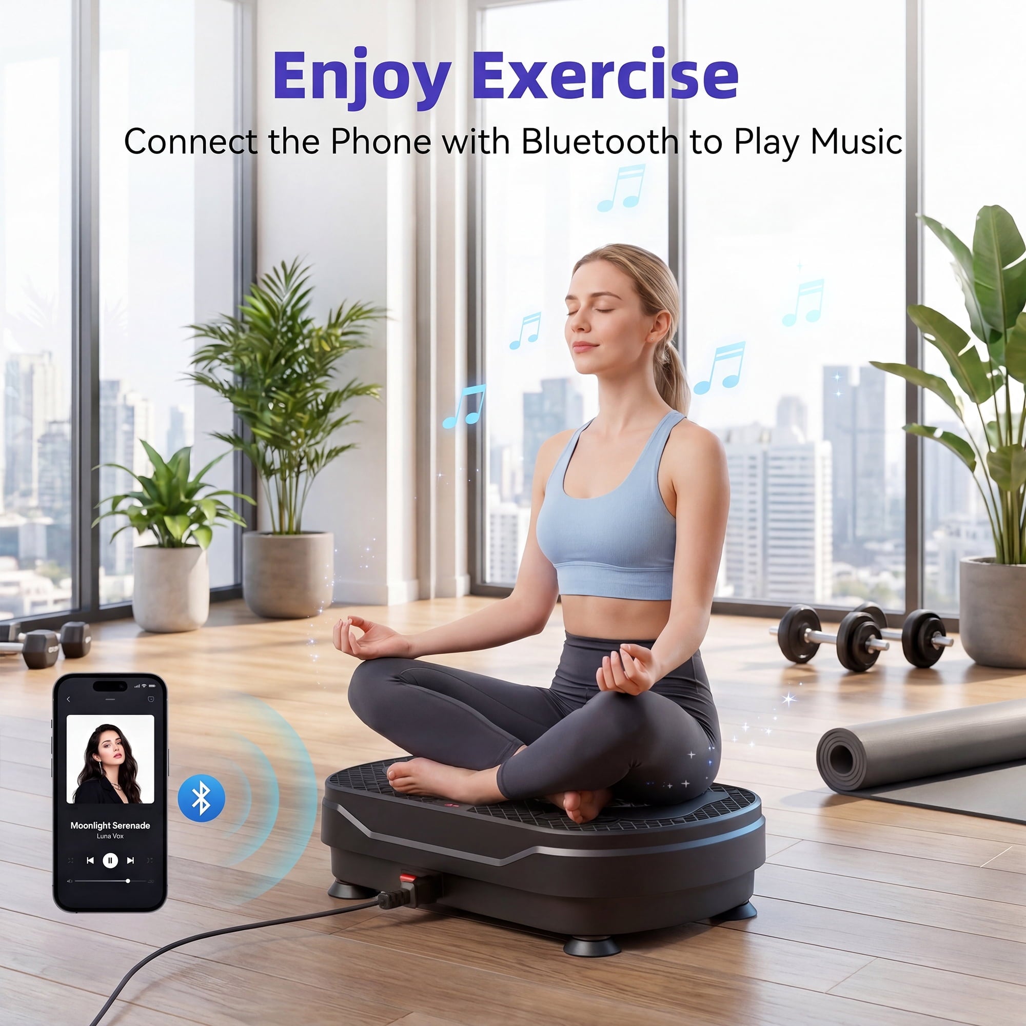 Airfind Vibration Plate Exercise Machine for Lymphatic Drainage,Bluetooth Speaker Weight Loss Whole Body Workout,with 2 Loops and 5 Resistance for Home Exercise Gym,450lb Capacity