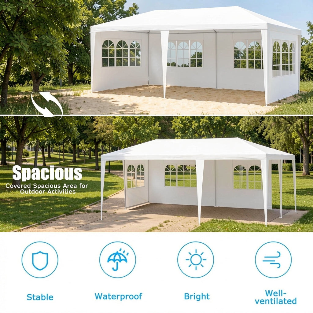 Airfind 10ft x 20ft Canopy Tent with 4 Sidewalls and Carry Bag, White
