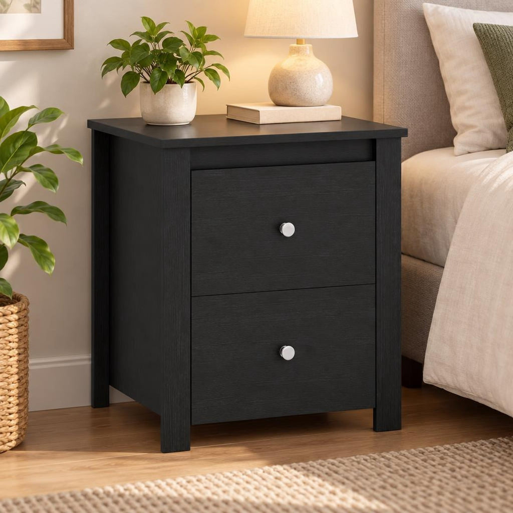 Airfind Nightstand with 2 Drawers Storage for Bedroom Living Room Small Spaces, 66 lbs Capacity, Engineered Wood Metal Frame, Black