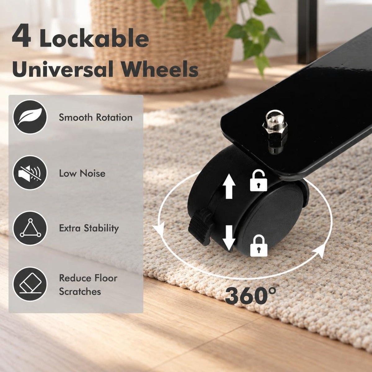 Airfind 6 Feet Single Panel Rolling Room Divider with Smooth Wheels, Metal polyester Frame, 73 x 12 x 73 Footprint, Black