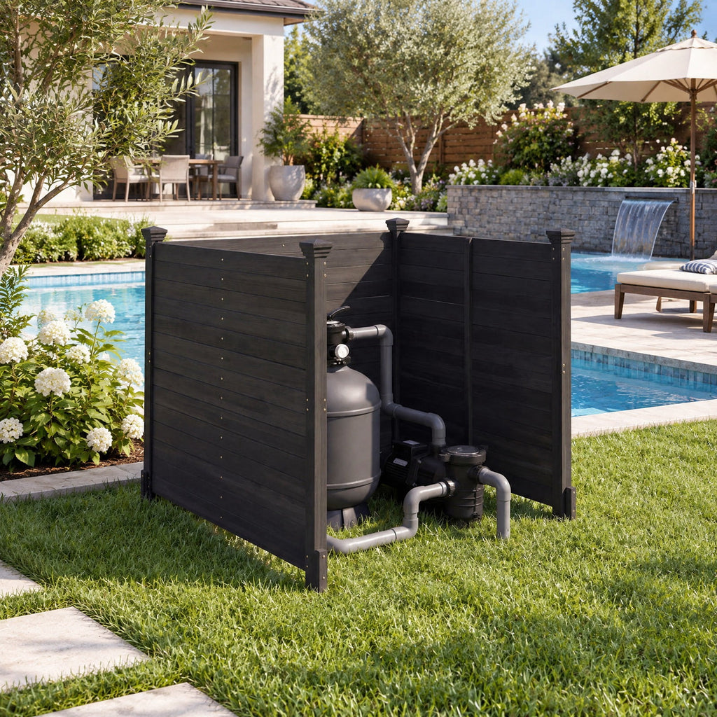 Airfind 3-Panel Outdoor Privacy Air Conditioner Fence for Outside, Fir Wood, 47 Inch x 47 Inch x 45.5 Inch Length of Each Ground Stake 12 Inch