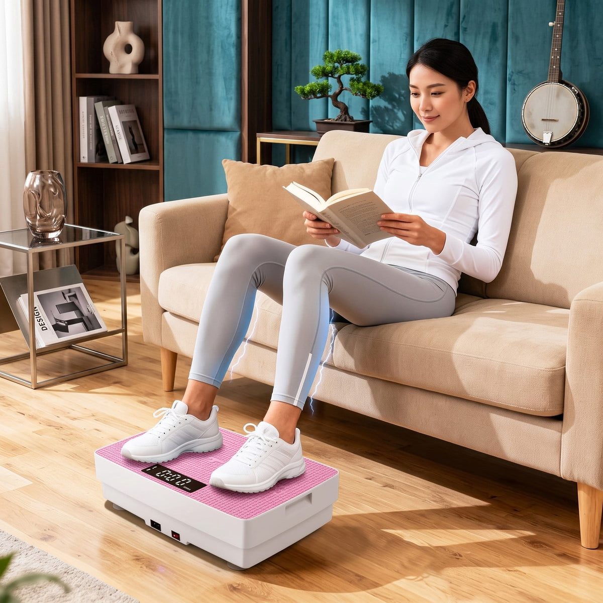 Airfind Vibration Plate Exercise Machine with Gravity Sensor and Wireless Remote, 10-Speed Whole Body Vibration Platform for Home Gym Fitness Weight Loss Toning, Pink