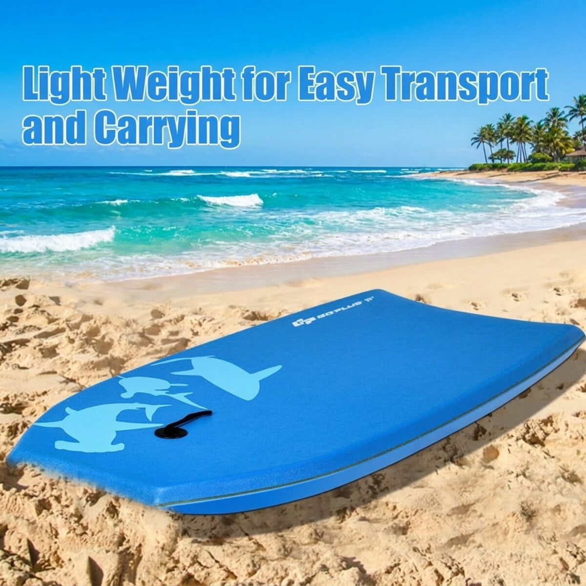 Airfind 33 Inch Lightweight Surf Bodyboard for Kids ¡ª XPE Deck, EPS Core, HDPE Slick Bottom, Crescent Tail, Coiled Wrist Leash (Blue)