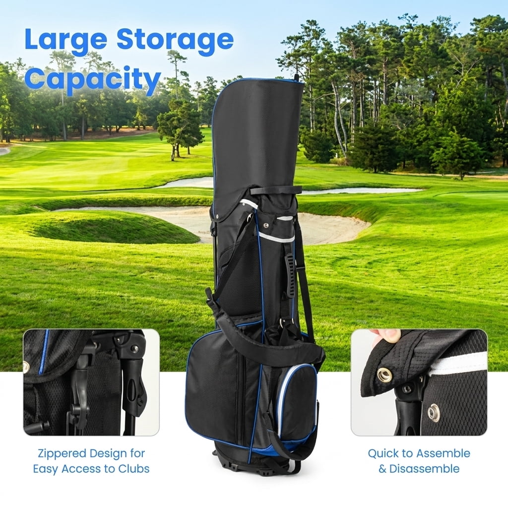 Airfind 14-Way Stand Bag with Cushioned Hip Strap and Rain Hood for Walking Rounds, Blue