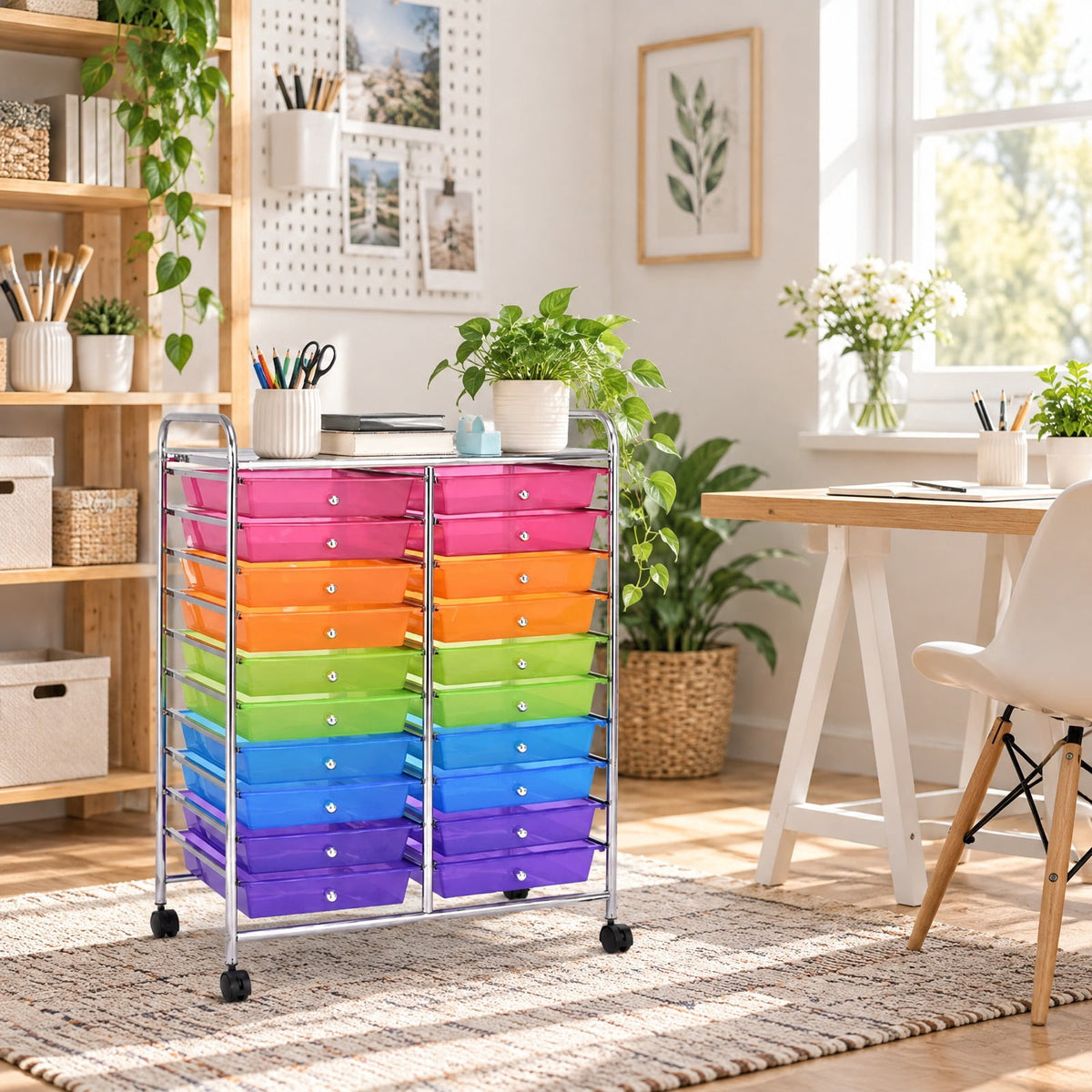 Airfind 20 Drawers Storage Rolling Cart Studio Organizer, Steel Frame, 25 Inch x15 Inch x 34 Inch Footprint, 20 removable drawers for storage and classify
