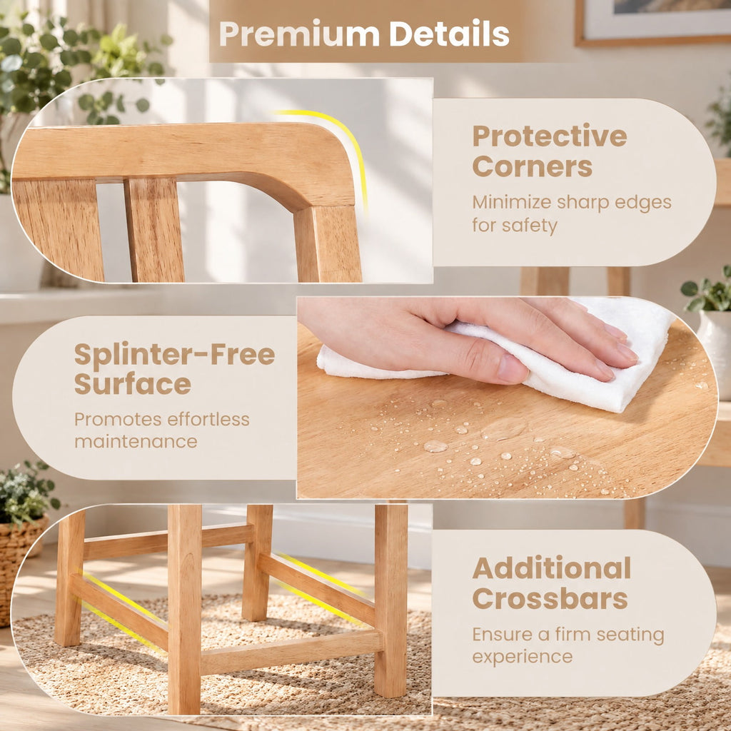 Airfind Rubber Wood Dining Chairs Set of 2 with Hollowed Backrest, Capacity 440 lbs Capacity, Rubber Wood Frame, 21 x 16.5 x 35.5 Footprint