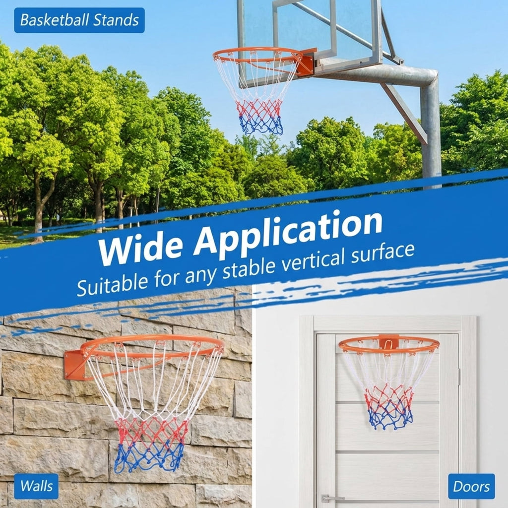 Airfind 15 Inch Replacement Basketball Rim with All-Weather Net and Heavy-Duty Powder-Coated Steel Frame for Youth Backboard Hoop Repair and Basketball Goal Restoration, Orange