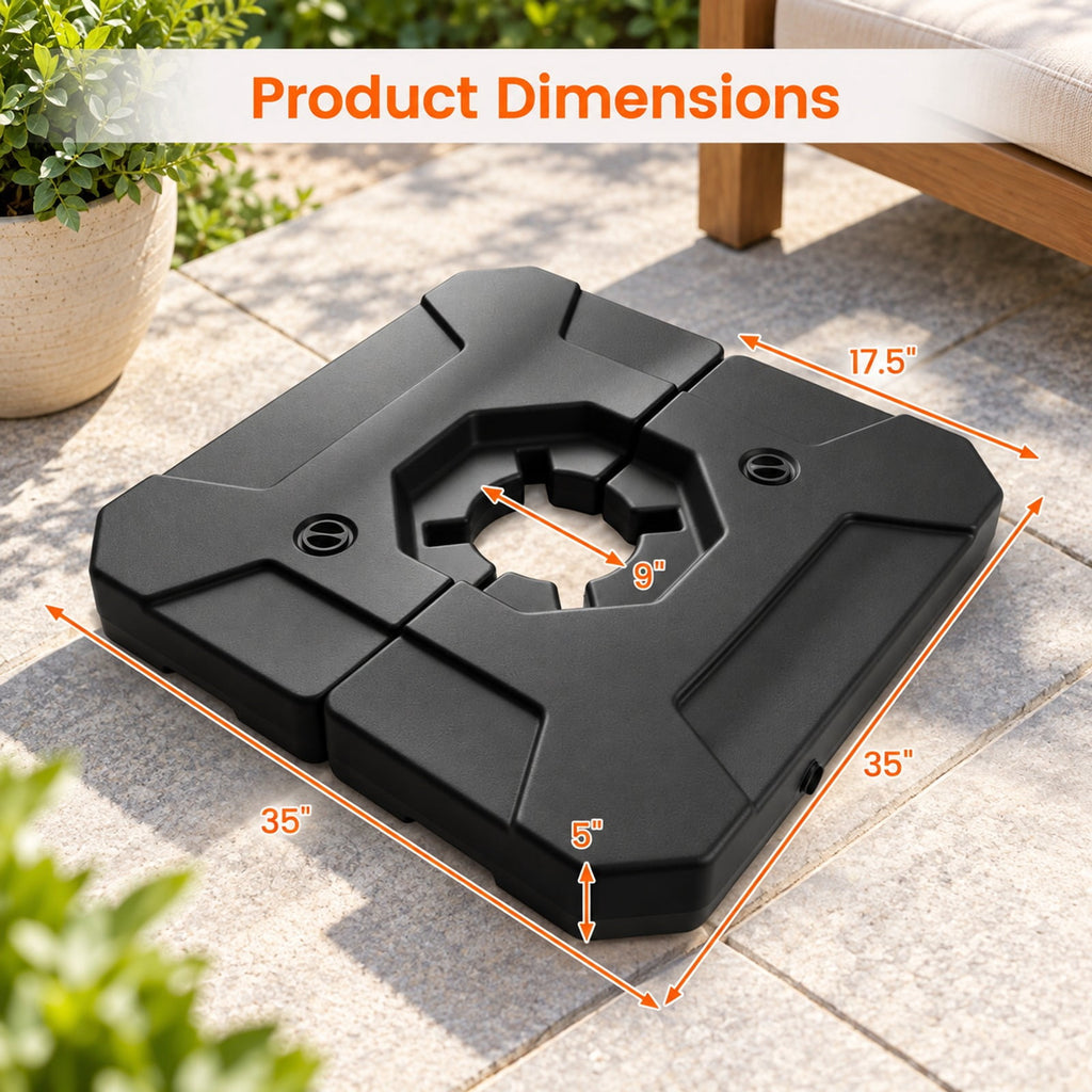 Airfind 274 LBS Cantilever Patio Umbrella Base with Handles, HDPE Frame, 35 Inch x 35 Inch x 5 Inch Compatible Base Hole Spacing 9 Inch Footprint, Black