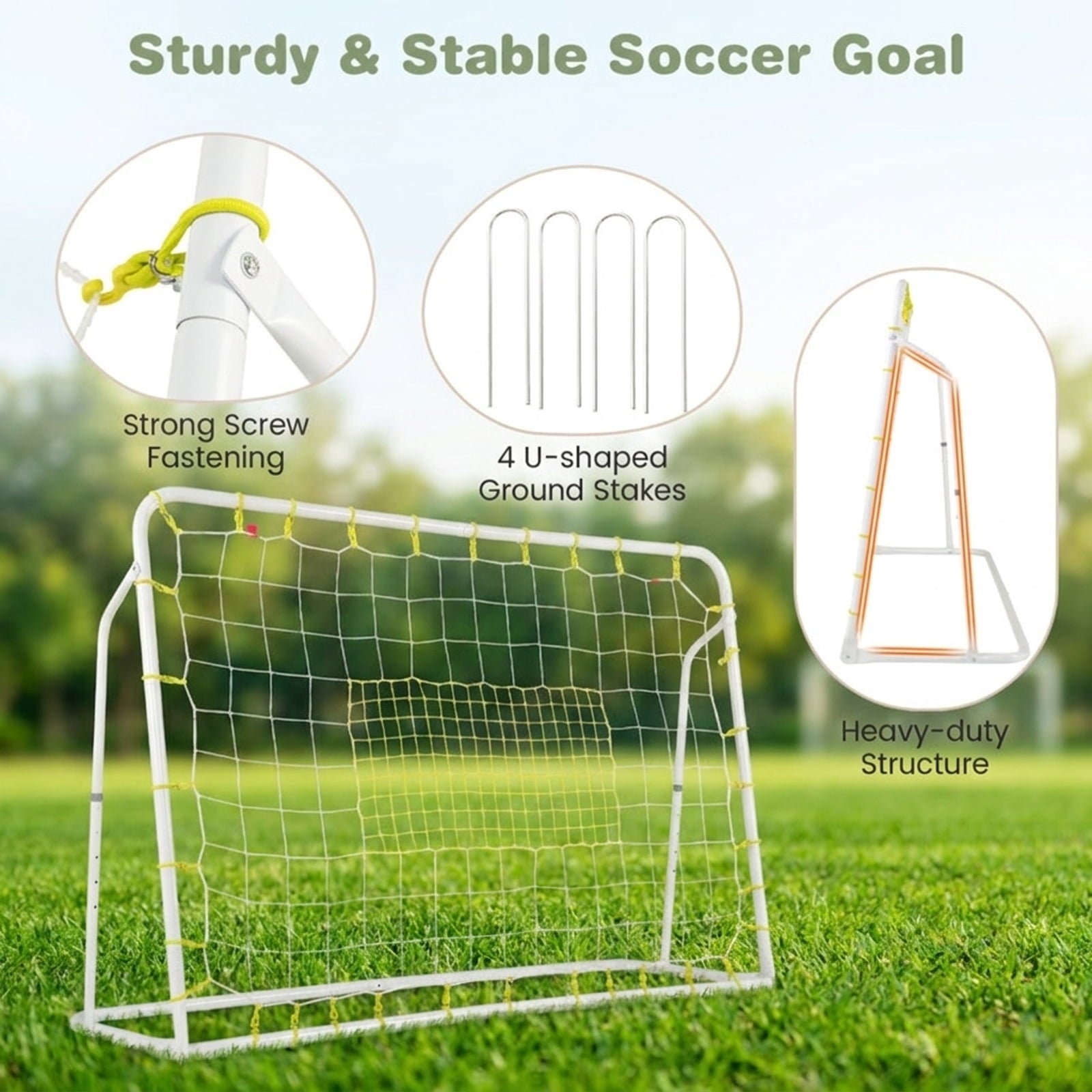 Airfind 2-in-1 Soccer Rebounder Goal with Adjustable Height, White
