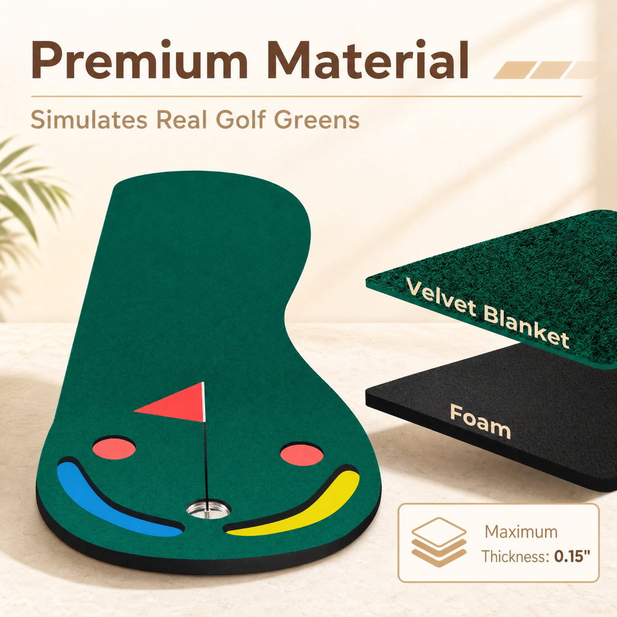 Airfind Golf Putting Green Set for Indoor Outdoor Use, Practice Putting Mat with Training Cup Flag and Ball Ramp for Home Office