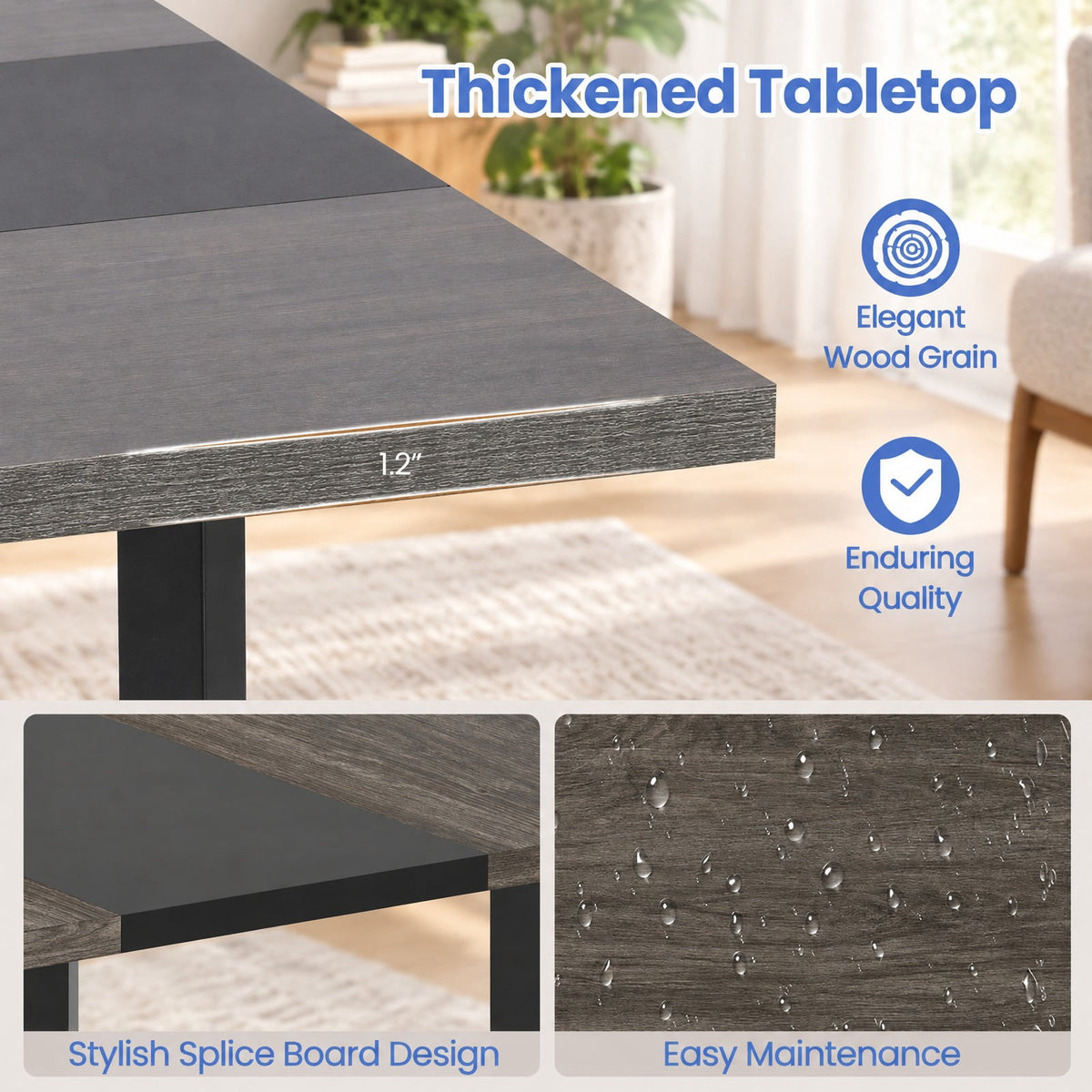Airfind 39.5 Inches Square Conference Table Meeting Room Table with Thickened Tabletop, 200 lbs Capacity, Engineered Wood Metal Frame, Gray