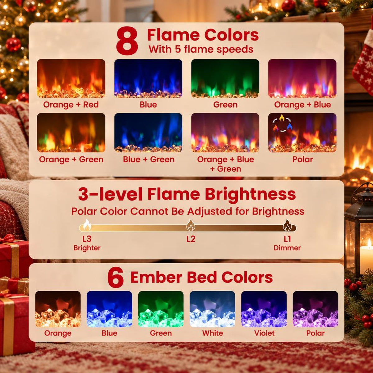 Airfind 18/23/26 Inch 1500W Electric Fireplace Insert with Remote Control-26 inches, Metal Tempered Glass Frame, 19.3in x 4.8in x 17.7in Footprint
