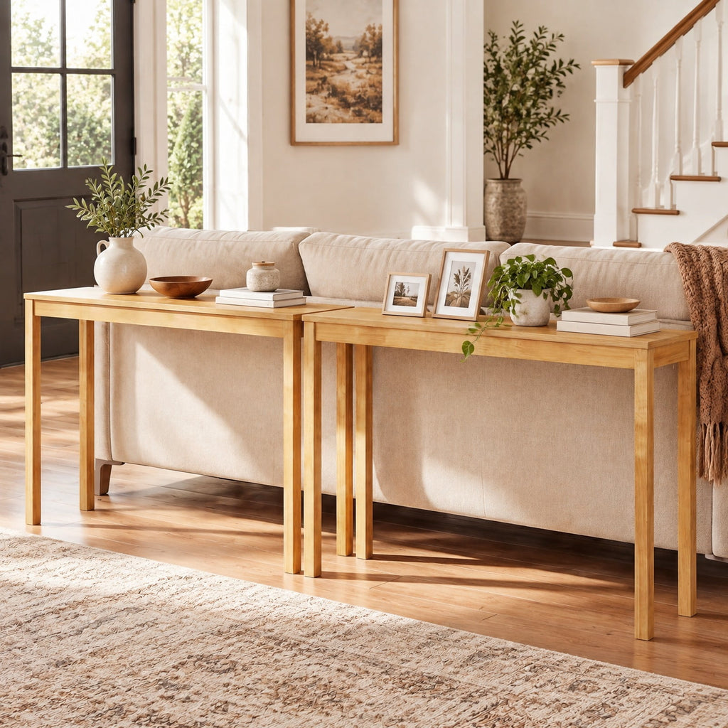 Airfind Wooden Console Table Modern Farmhouse Sofa Table with Thickened Top, 132 lbs Capacity, Rubber Wood MDF Frame, 48 x 12 x 32 Footprint