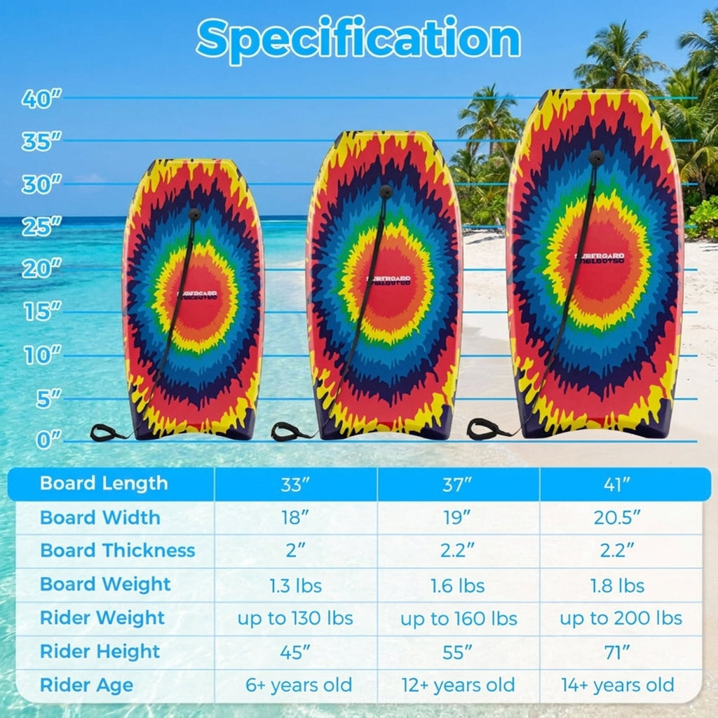 Airfind 37 Boogie Board with Geometric Drift Graphic Deck ¡ª EPS Core, XPE Top, HDPE Slick Bottom, Crescent Tail, Coiled Wrist Leash