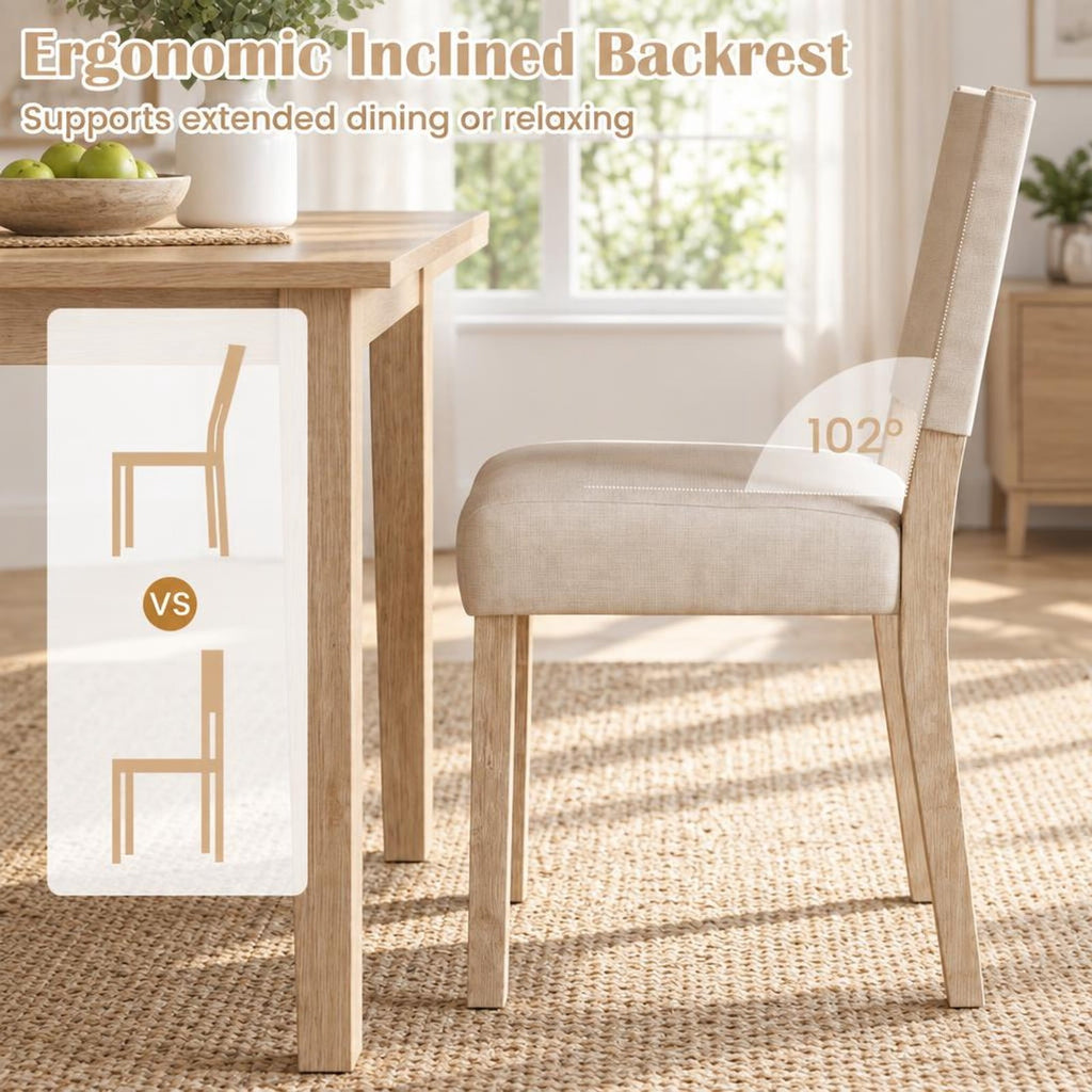 Airfind Upholstered Dining Chairs with Solid Rubber Wood Legs Set of 2, 330 lbs Capacity, Rubber Wood Engineered Wood Linen Fabric Sponge Frame