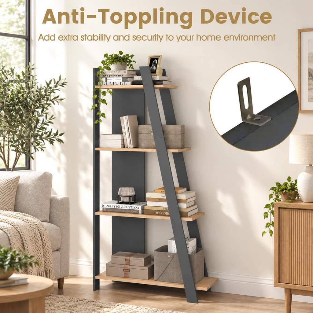 Airfind 4-Tier Modern Bookshelf Wooden Vertical Display Book Shelf for Small Space, Shelf 51 lbs Total Capacity, Engineered Wood Frame