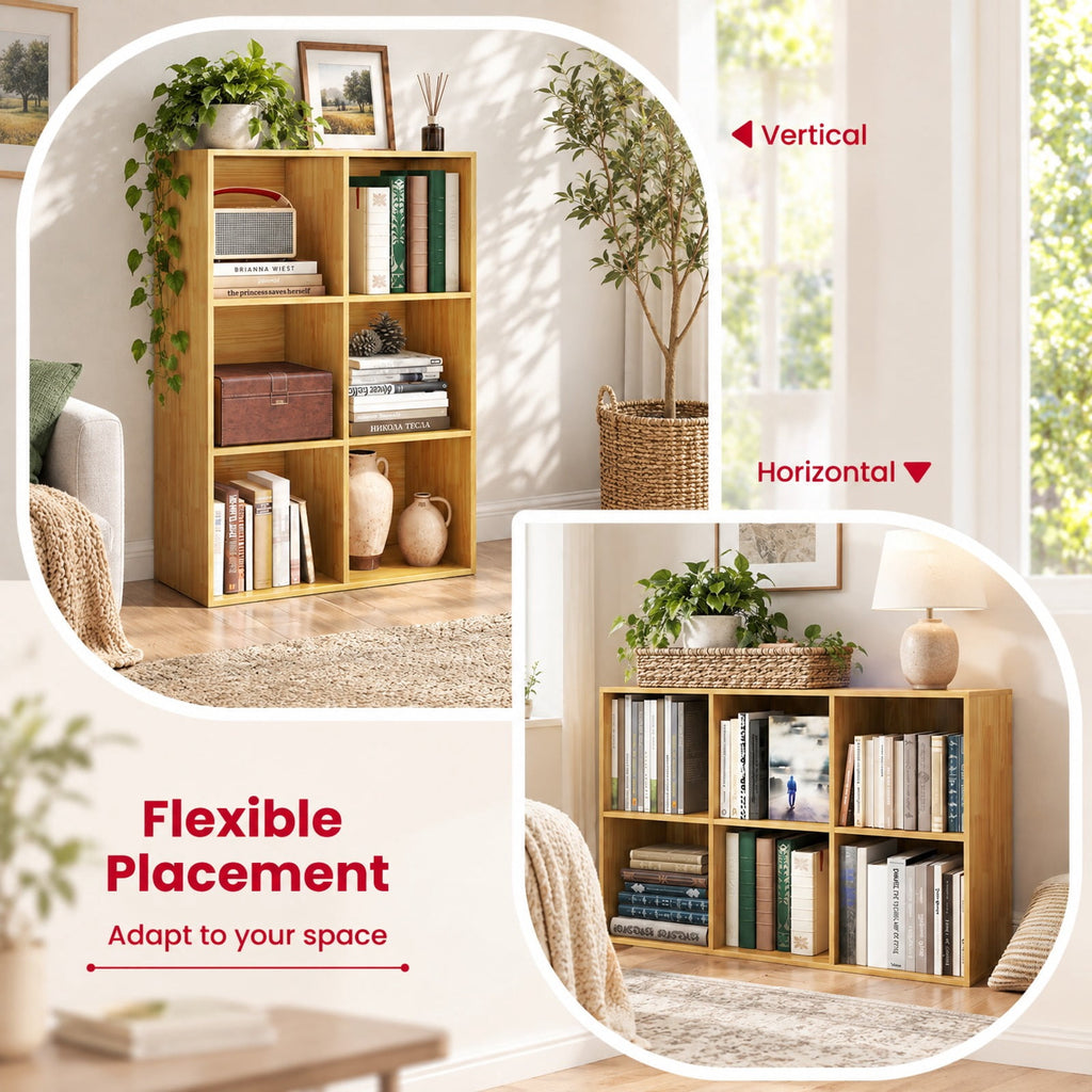Airfind Modern 6-Cube Bookcase with Anti-tipping Kits for Bedroom Living Room, 132 lbs Capacity, Engineered Wood Frame, 36 x 11.5 x 24 Footprint